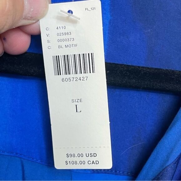 Cloth & Stone Blue Ombre Art Striped Button Down Long Sleeve Ecovera Large NWT - Picture 7 of 9